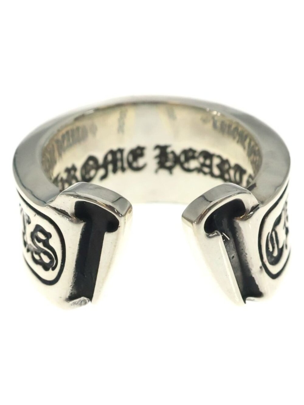 Chrome Hearts Lg Scroll Label Large Ring Silver - Gem